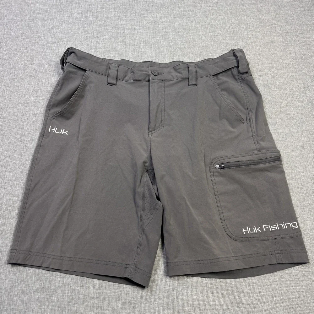 Huk Fishing Cargo Shorts Mens 36 Gray Polyester Spandex Quick Dry 9